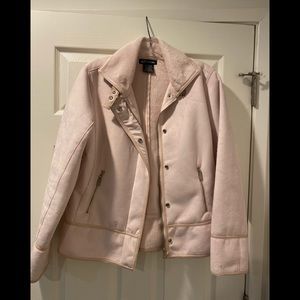 Velvety lite pink biker jacket